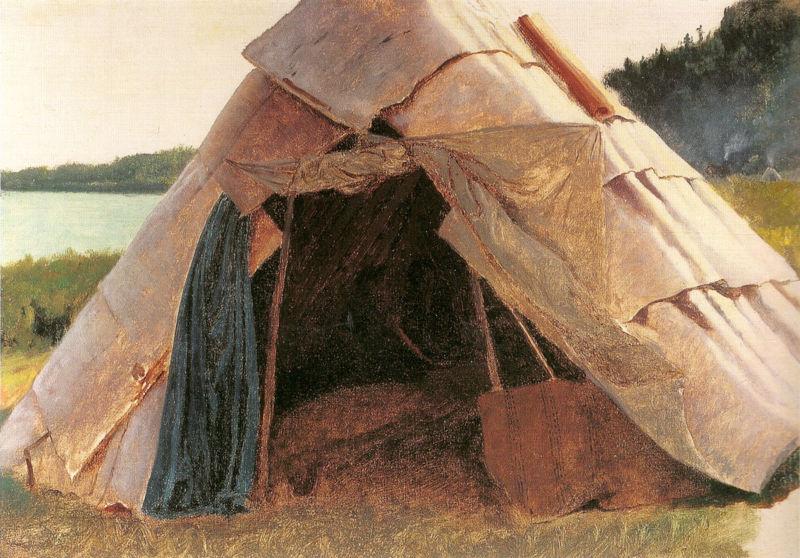 Eastman Johnson Ojibwe Wigwam at Grand Portage Sweden oil painting art